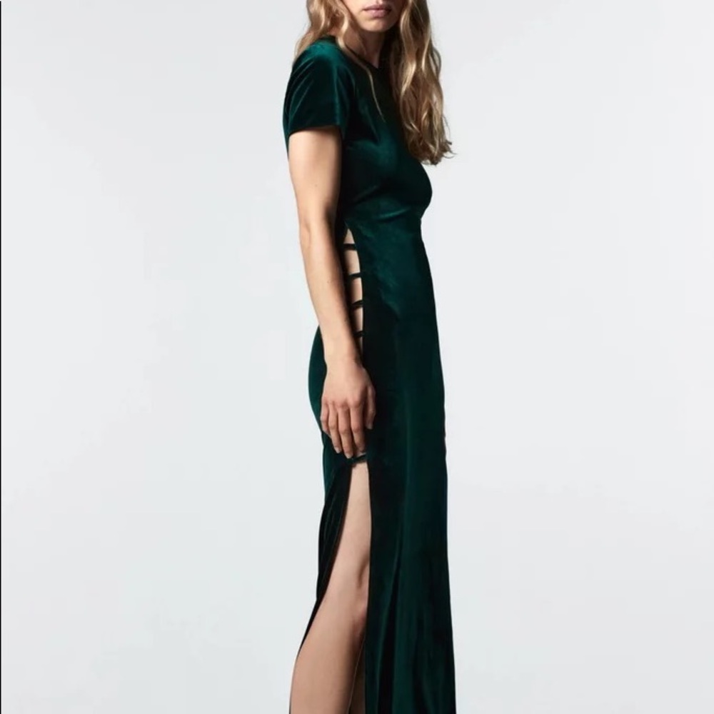 NWT Zara Green Velvet Maxi Dress
